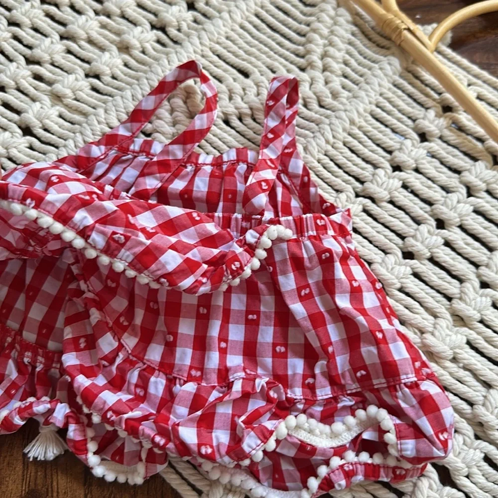 Cat & Jack | Gingnam Plaid Top With Bloomers | 3-6months